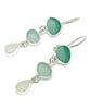 Shades of Aqua and Clear Natural Shape Sea Glass Triple Drop Earrings