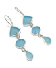 Shades of Bright Aqua Multi Shape Sea Glass Triple Drop Earrings