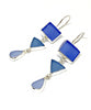 Shades of Blue Multi Shape Sea Glass Triple Drop Earrings