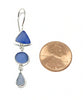 Shades of Blues Multi Shape Sea Glass Triple Drop Earrings