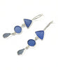 Shades of Blues Multi Shape Sea Glass Triple Drop Earrings