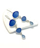 Shades of Blue Natural Shape Sea Glass Triple Drop Earrings
