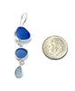 Shades of Blue Natural Shape Sea Glass Triple Drop Earrings