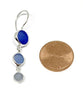 Shades of Blue & Grey Round Shape Sea Glass Triple Drop Earrings