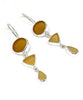 Shades of Light Brown and Amber Multi Shape Sea Glass Triple Drop Earrings