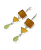 Rich Brown, Amber & Sage Green Multi Shape Sea Glass Triple Drop Earrings