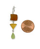 Rich Brown, Amber & Sage Green Multi Shape Sea Glass Triple Drop Earrings