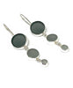Shades of Grey Round Shape Sea Glass Triple Drop Earrings