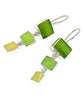 Green, Lime & Yellow Stained Glass Triple Drop Earrings