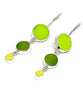 Lime, Green & Yellow Round Shaped Stained Glass Triple Drop Earrings