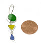 Green, Yellow & Blue Multi Shaped Stained Glass Triple Drop Earrings