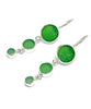 Shades of Green Round Shape Sea Glass Triple Drop Earrings