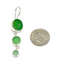 Shades of Green Round Shape Sea Glass Triple Drop Earrings