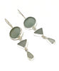Shades of Grey Multi Shape Sea Glass Triple Drop Earrings