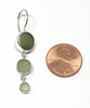 Shades of Olive Round Shape Sea Glass Triple Drop Earrings