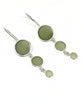 Shades of Olive Round Shape Sea Glass Triple Drop Earrings