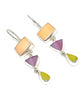 Melon, Raspberry & Yellow Stained Glass Triple Drop Earrings