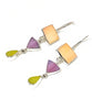 Melon, Raspberry & Yellow Stained Glass Triple Drop Earrings