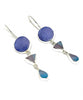 Muted Purple & Turquoise Multi Shaped Stained Glass Triple Drop Earrings