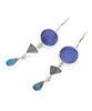 Muted Purple & Turquoise Multi Shaped Stained Glass Triple Drop Earrings