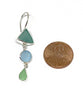 Turquoise, Aqua & Mint Green Multi Shape Sea Glass Triple Drop Earrings