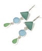 Turquoise, Aqua & Mint Green Multi Shape Sea Glass Triple Drop Earrings