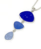 Textured Cobalt, Blue & Light Blue Triple Drop Sea Glass Pendant on Sterling Chain