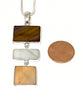 Brown, White & Peach Mother of Pearl Triple Drop Pendant on Sterling Chain