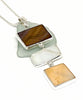 Brown, White & Peach Mother of Pearl Triple Drop Pendant on Sterling Chain