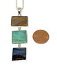 Shades of Brown Mother of Pearl & Turquoise Colored Stone Triple Drop Pendant on Sterling Chain