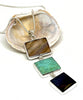 Shades of Brown Mother of Pearl & Turquoise Colored Stone Triple Drop Pendant on Sterling Chain