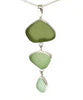 Shades of Olive Triple Drop Sea Glass Pendant on Sterling Chain