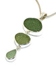Shades of Olive Sea Glass Triple Drop Pendant on Sterling Chain