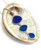 Shades of Textured Cobalt Sea Glass Triple Drop Pendant on Sterling Chain