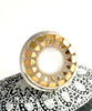 White and Gold Vintage Button Statement Ring - Size 7